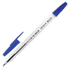 Ручки ручка шариковая синяя STAFF C-51 0,5мм прозрачный корпус
