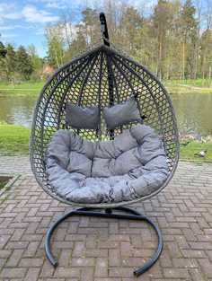 Подвесное двухместное кресло-кокон фиджи серый + каркас (лаура) серый 110x195 см. L'aura