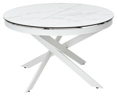 Стол TRENTO 120 HIGH GLOSS STATUARIO Белый мрамор глянцевый, керамика/ белый каркас Bravo