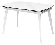 Стол ELIOT 120 HIGH GLOSS STATUARIO Белый мрамор глянцевый, керамика/ белый каркас Bravo