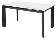 Стол CREMONA 140 HIGH GLOSS STATUARIO Белый мрамор глянцевый, керамика/ черный Bravo