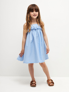 Хлопковое платье на бретелях для девочек (голубой, 110) Sela