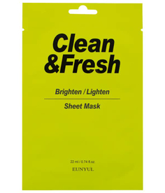 Тканевая маска для здорового цвета лица, 22мл, EUNYUL EUNYUL Clean&Fresh Brighten/Lighten Sheet Mask, 22ml