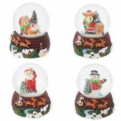 Фигурка декоративная в стеклянном шаре Дед Мороз/Снеговик/Мишка/Олень, 4,5 см, в ассортименте Remeco