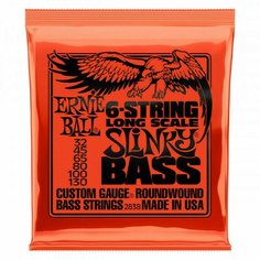 Струны для 6 струнной бас-гитары Ernie Ball 2838 Nickel Wound Long Scale Slinky 32-130