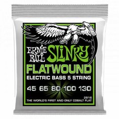 Струны для 5 струнной бас-гитары Ernie Ball 2816 Flatwound Slinky Regular 45-130