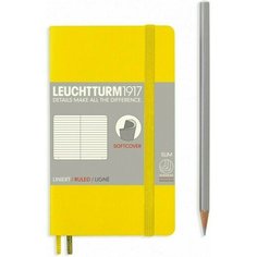 Записная книжка Leuchtturm Pocket, в линейку, лимонная, 123 страницы, мягкая обложка, А6