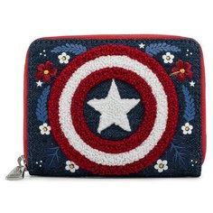 Кошелек Loungefly Marvel Captain America 80th Anniversary Floral Sheild Zip Around Wallet