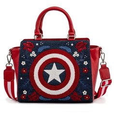 Сумка Loungefly Marvel Captain America 80th Anniversary Floral Sheild Crossbody Bag