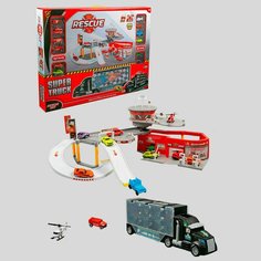 Игровой набор OS Пожарная станция + Трейлер, 12 машинок