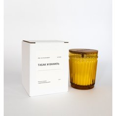 Свеча в стакане с деревянной крышкой made in РЕСПYБЛИКА* Табак и ваниль