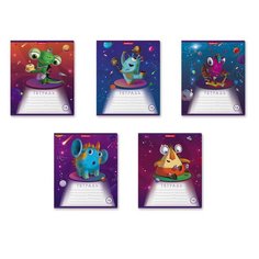 Тетрадь школьная ученическая ErichKrause Cosmic Monsters, 18 листов в клетку