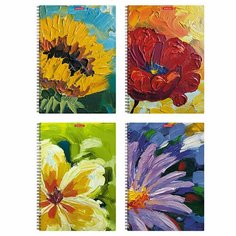 Тетрадь общая с пластиковой обложкой на спирали ErichKrause Flowers, А4, 80 листов в клетку, в ассортименте