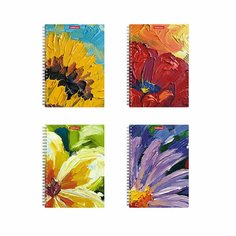 Тетрадь общая с пластиковой обложкой на спирали ErichKrause Flowers А5, 80 листов в клетку, в ассортименте