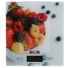 Весы кухонные RION PT-893 стекло, до 5кг, ягоды, LCD-дисплей