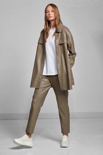 Удлиненная рубашка из экокожи VASSA&Co