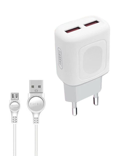 Зарядное устройство Earldom ES-147M 2хUSB 2.4A + кабель MicroUSB White 0L-00054610