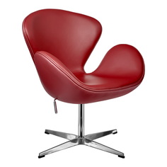 Кресло swan chair красный, натуральная кожа (bradexhome) красный 62x96x61 см.
