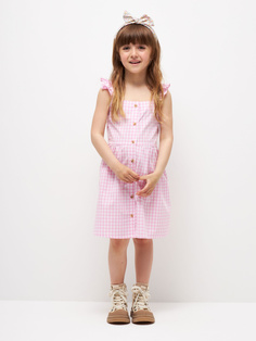 Хлопковое платье в клетку для девочек (розовый, 98) Sela