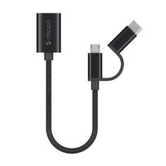 Кабель Deppa USB - micro USB + Type-C 0.15m Black 72319