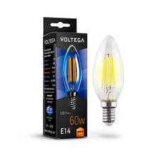 Лампочка Лампа светодиодная филаментная Voltega E14 6W 2800К прозрачная VG10-C1E14warm6W-F 7019