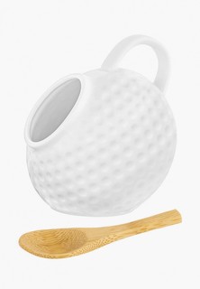 Контейнер для хранения продуктов Elan Gallery 180 мл 10х10х10,5 см Сфера с деревянной ложкой