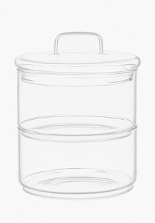 Контейнер для хранения продуктов Elan Gallery 2-х секционная 400 мл 11,5х11,5х14,5 см Crystal glass, стеклянная со стеклянной крышкой