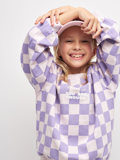 Свитшот в клетку для девочек (сиреневый, 134) Sela