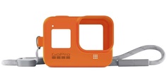 Силиконовый чехол с ремешком GoPro для камеры HERO8 оранжевый AJSST-004 (Sleeve + Lanyard)