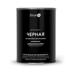 Грунт-эмаль Elcon, 3в1 матовая, по ржавчине, черная, 0.8 кг