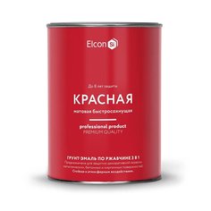 Грунт-эмаль Elcon, 3в1 матовая, по ржавчине, красная, 0.8 кг