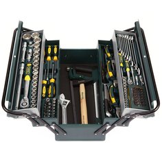 Набор слесарных инструментов Kraftool, Grand-131, 1/2", 1/4", CrV сталь, металлический ящик, 131 предмет