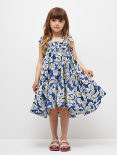 Хлопковое платье на бретелях для девочек (синий, 98) Sela