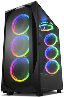 Корпус eATX Sharkoon REV300 чёрный, без БП, закаленное стекло, USB Type-C, 2*USB 2.0, 2*USB 3.0, audio