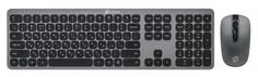 Клавиатура и мышь Oklick 300M клав:серая, мышь:серый/черный USB беспроводная slim