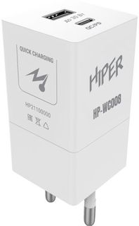Зарядное устройство сетевое HIPER HP-WC008 3A+2.5A PD+QC универсальное белое