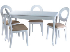 Обеденная группа стол и 4 стула (аврора) белый 120x75x80 см. Avrora