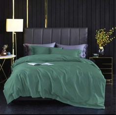 Комплект постельного белья, евро зеленый (kingsilk) зеленый 200x220 см.