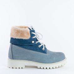 Голубые ботинки из натурального нубука Calipso