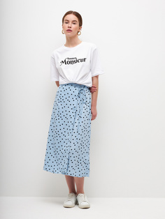 Юбка миди на запах (голубой, S) Sela