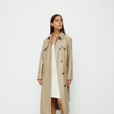 Тренч из искусственной кожи с поясом 12 STOREEZ