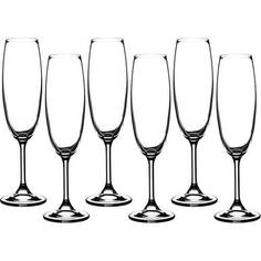 Набор бокалов для шампанского Crystalite Bohemia Klara/Sylvia, 220 мл, 6 шт