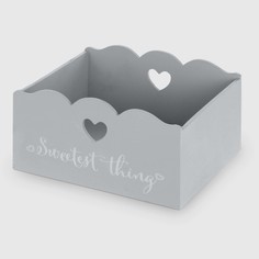 Деревянная коробка ZIHAN Heart серая S 23х19х12 см