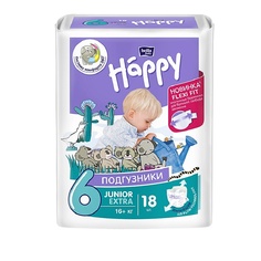Подгузники для детей Junior Extra с эластичными боковинками 18 МЛ Bella Baby Happy