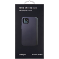 Чехол накладка UNBROKE liquid silicone case MagSafe support для iPhone 13 Pro Max, синяя