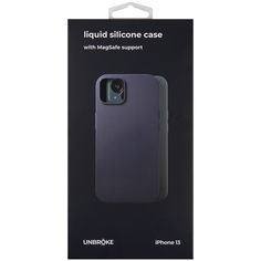 Чехол накладка UNBROKE liquid silicone case MagSafe support для iPhone 13, синяя