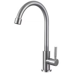 Смеситель для кухни, РМС, с кран-буксой, для одного типа воды, нержавеющая сталь, SUS124-269F