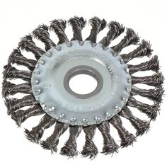 Щетка для УШМ Bartex, 125 мм, плоская, крученая проволока 0.5 мм, посадочный диаметр 22.2 мм, замятие упаковки