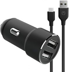 Зарядное устройство автомобильное Unico CCMICROUNC 2*USB 2.0, 2,4A, металл, защита от КЗ, 1м, черный