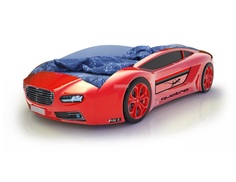 Кровать-машина карлсон roadster ауди с подъемным механизмом, с подсветкой дна и фар (magic cars) красный 105x49x174 см.